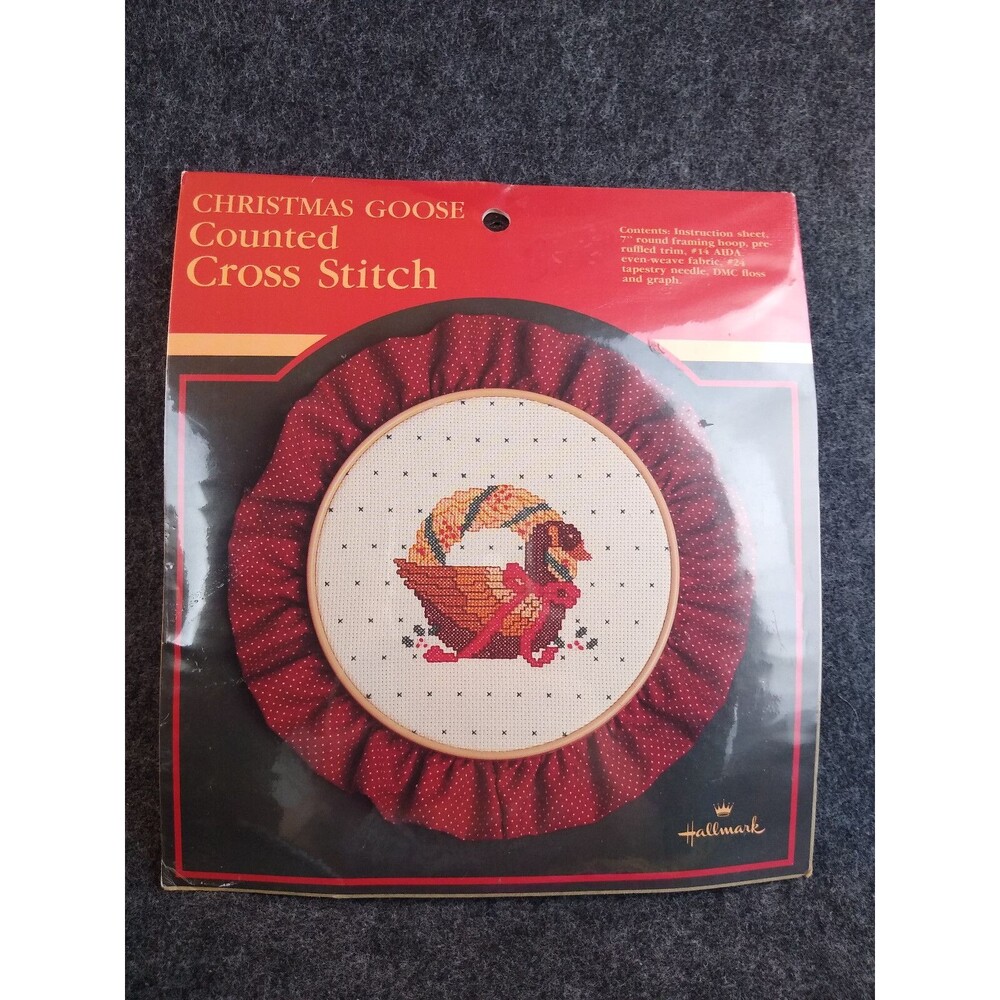 Hallmark Counted Cross Stitch on Hoop Kit NEW SEALED Christmas Goose